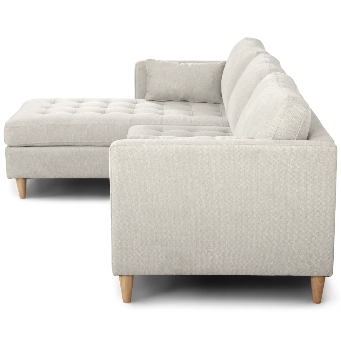 Lulu - Højrevendt og venstrevendt vendbar chaiselong sofa lys beige - L: 215 x D: 82 x H: 78 cm