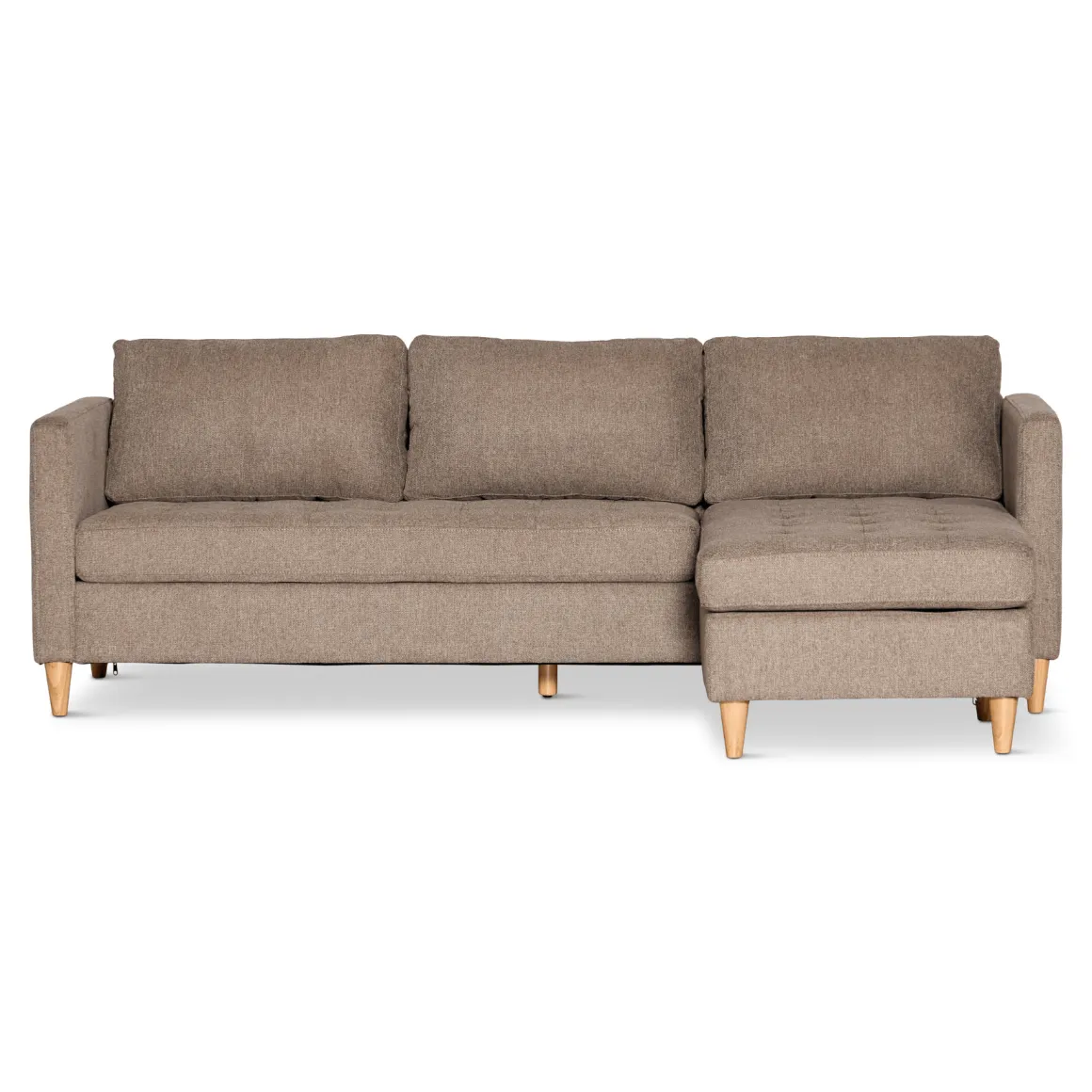 Lulu - Højrevendt og venstrevendt vendbar chaiselong sofa i sand - L: 215 x D: 82 x H: 78 cm