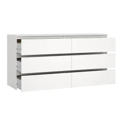 Maise kommode H:70 x B:138 x B:41 cm med 6 skuffer i hvid