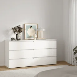 Maise kommode H:70 x B:138 x B:41 cm med 6 skuffer i hvid