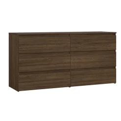 Maise kommode H:70 x B:138 x B:41 cm med 6 skuffer i røget egelook