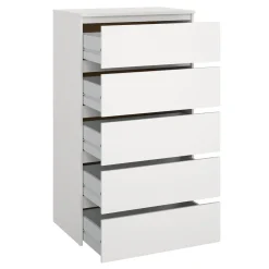 Maise kommode H:114 x B:65 x D:41 cm med 5 skuffer i hvid