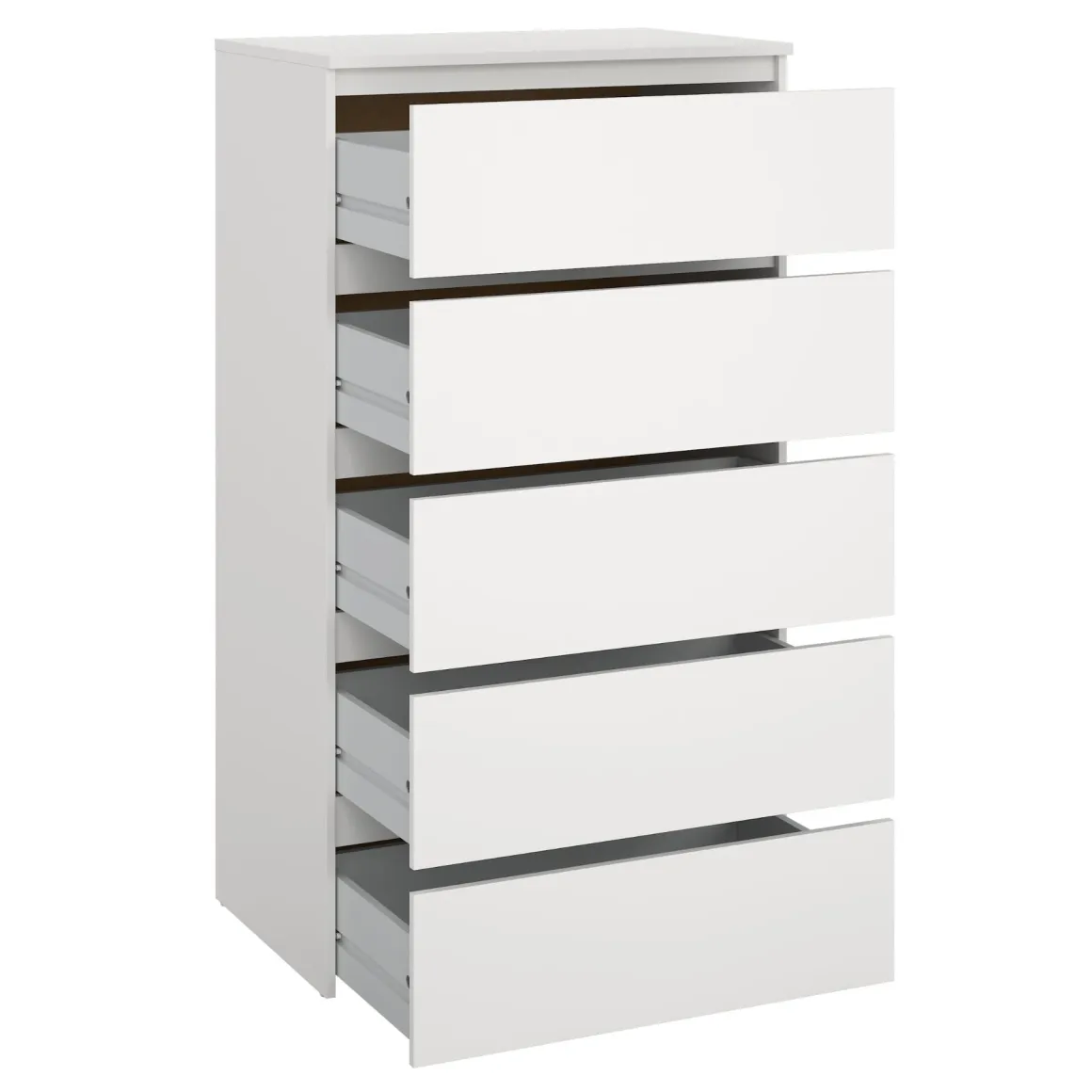 Maise kommode H:114 x B:65 x D:41 cm med 5 skuffer i hvid