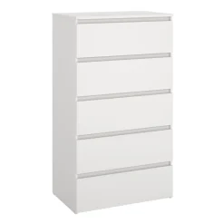 Maise kommode H:114 x B:65 x D:41 cm med 5 skuffer i hvid
