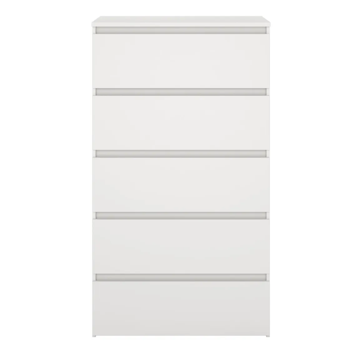 Maise kommode H:114 x B:65 x D:41 cm med 5 skuffer i hvid. Uden emballage / Mindre skader - se produktbeskrivelse (OUB12278)