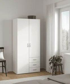 Malia garderobeskab hvid 2 låger 3 skuffer