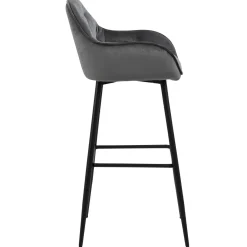 Mario barstol med ryglæn - Grå velour 65 cm