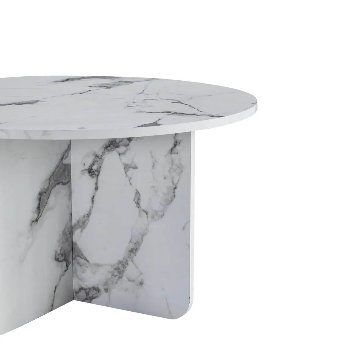 Mercy sofabord hvid marmor look Ø80 cm