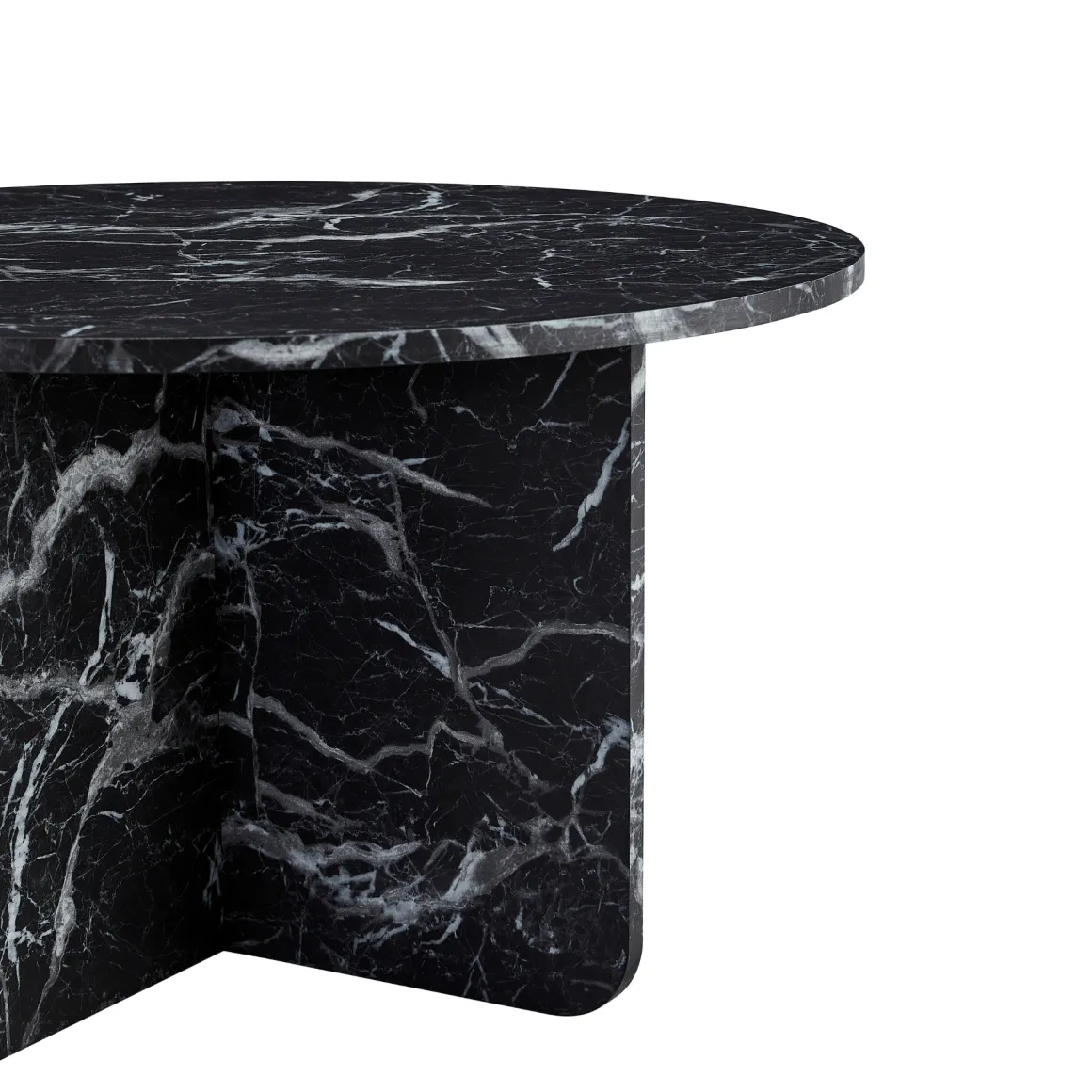 Mercy sofabord sort marmor look Ø80 cm