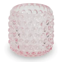 Nelly glas fyrfadsstage lyserød 8,5 cm