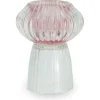 Nori glas fyrfadsstage lyserød/klar 13,5 cm