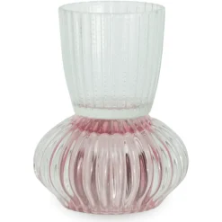 Nori glas fyrfadsstage lyserød/klar 13,5 cm