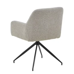 Ofelia Spisebordsstol - Beige Boucle Med Drejefunktion 360 Grader
