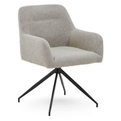 Ofelia Spisebordsstol - Beige Boucle Med Drejefunktion 360 Grader