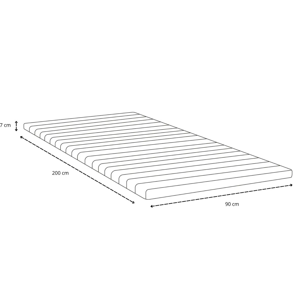 Premium Aksel hvid topmadras i memoryskum 90x200x7 cm