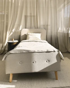 Premium Christian seng i beige 90x200 cm inkl. sengelameller og madrasser
