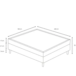 Premium Kontinentalseng i beige 180x200 cm med 7 cm topmadras i memoryskum inkl. chrome ben