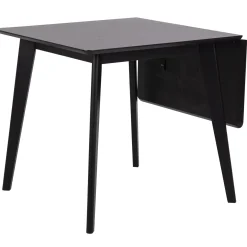 Rickie - Sort klap ud spisebord med tillægsplade i sortlakeret egefiner - 80/120 x 80 cm