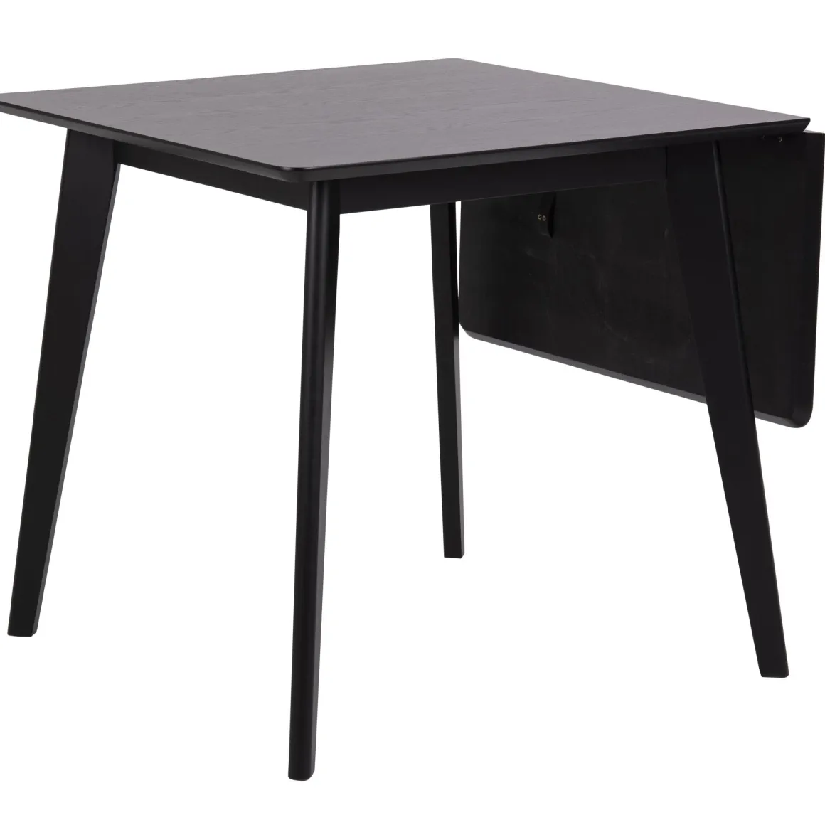Rickie - Sort klap ud spisebord med tillægsplade i sortlakeret egefiner - 80/120 x 80 cm