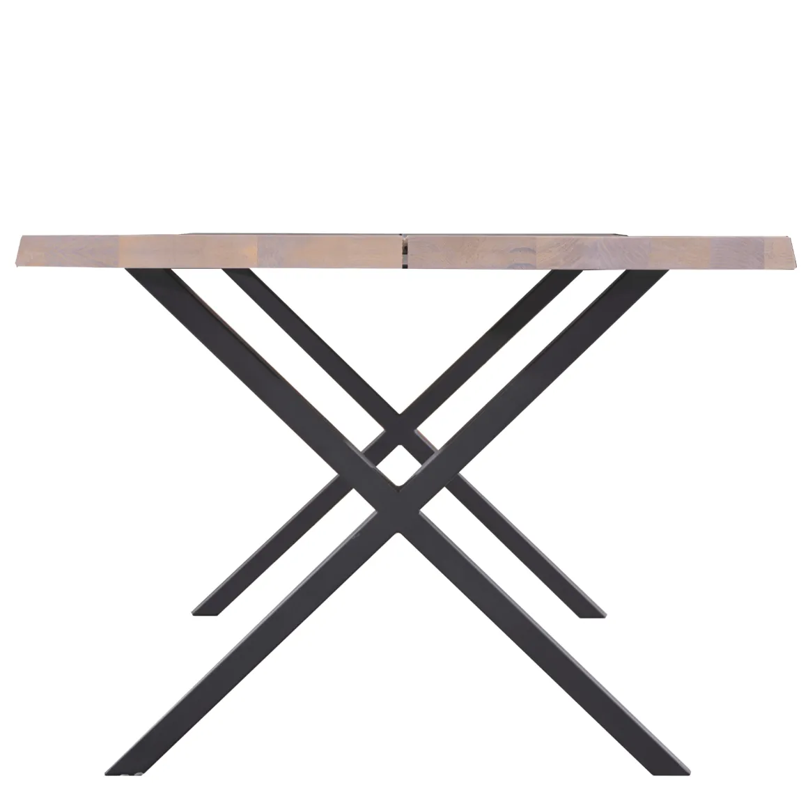 Susan plankebord - 300x95 cm - i hvidolieret eg med krydsben - (Forberedt til tillægsplader)