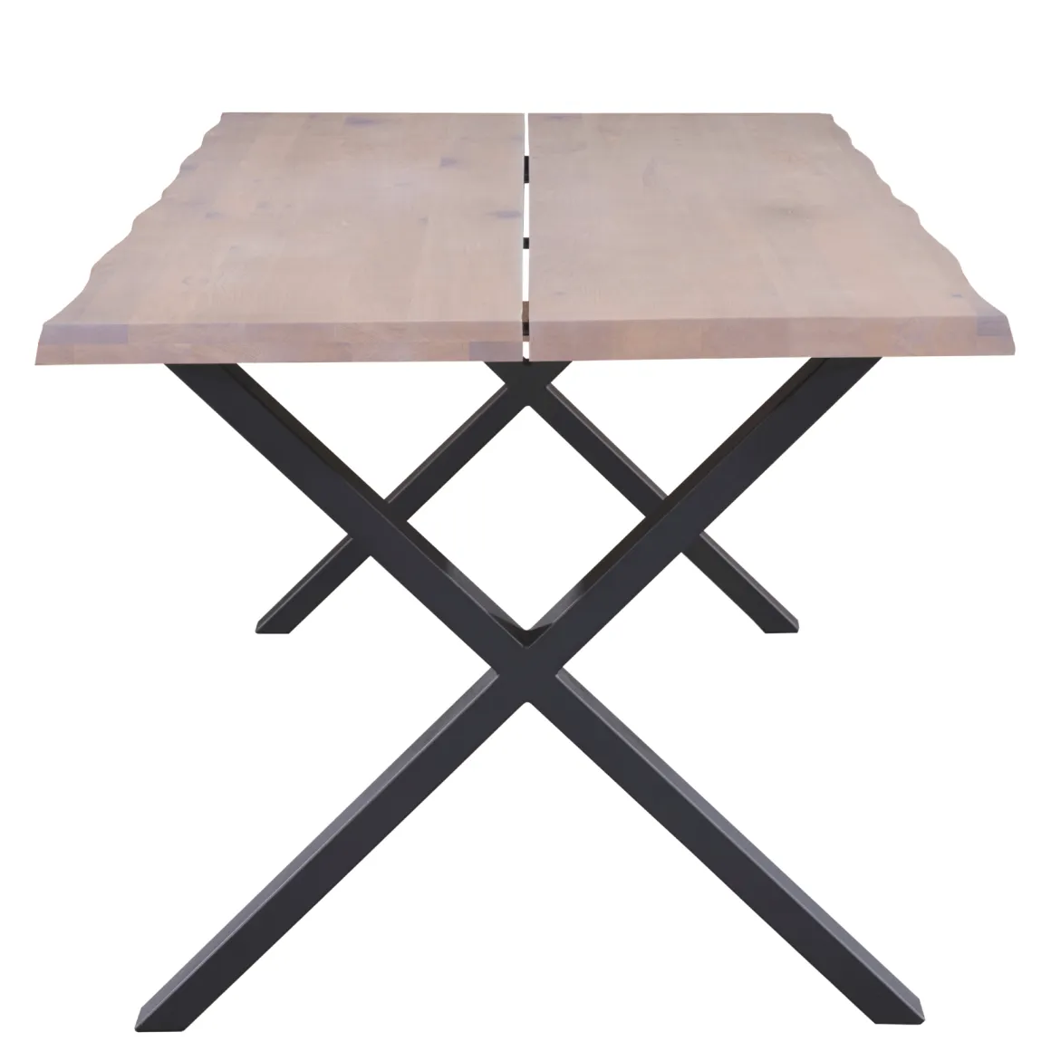 Susan plankebord - 200x95 cm - i hvidolieret eg med krydsben - (Forberedt til tillægsplader)