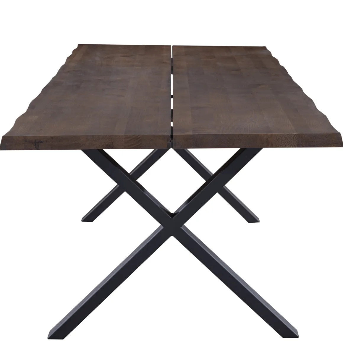 Susan plankebord - 300x95 cm - i smoked eg med krydsben - (Forberedt til tillægsplader)