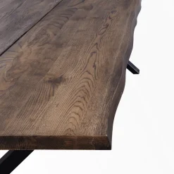 Susan plankebord - 240x95 cm - i smoked eg med krydsben - (Forberedt til tillægsplader)