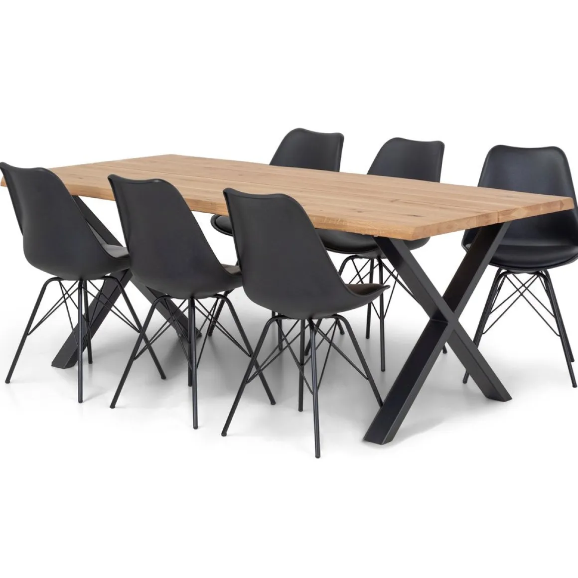Susan plankebord - 200x95 cm - naturligt olieret eg med krydsben (Forberedt til tillægsplader)