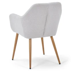 Vanessa spisebordsstol med armlæn - beige tekstil og egelook